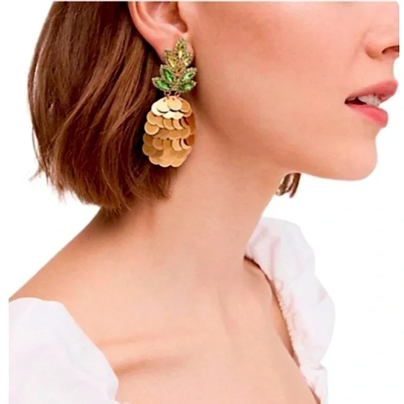 Kate Spade By The Pool Pineapple Statement Studs Earrings - Picture 1 of 13